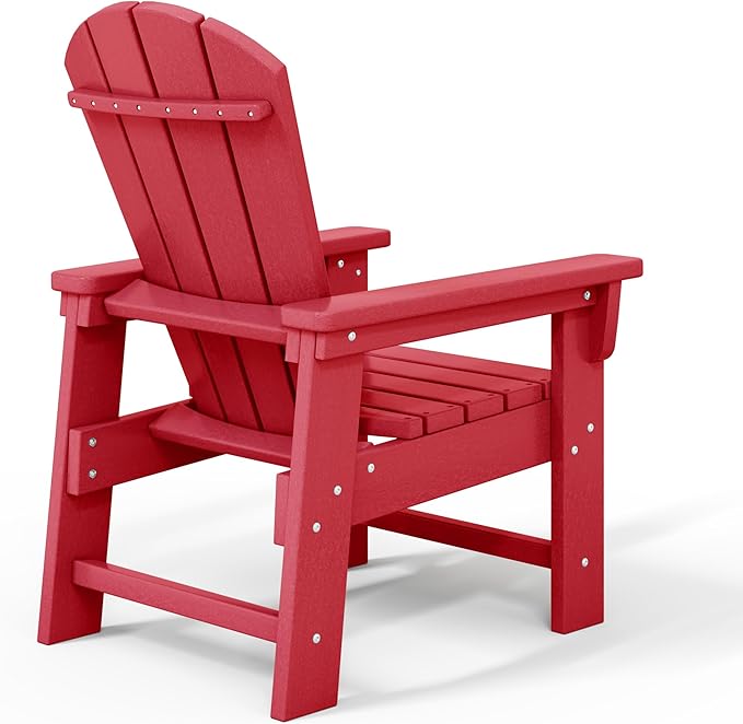WestinTrends Malibu Kids Outdoor HDPE Adirondack Plastic Patio Chair, Red