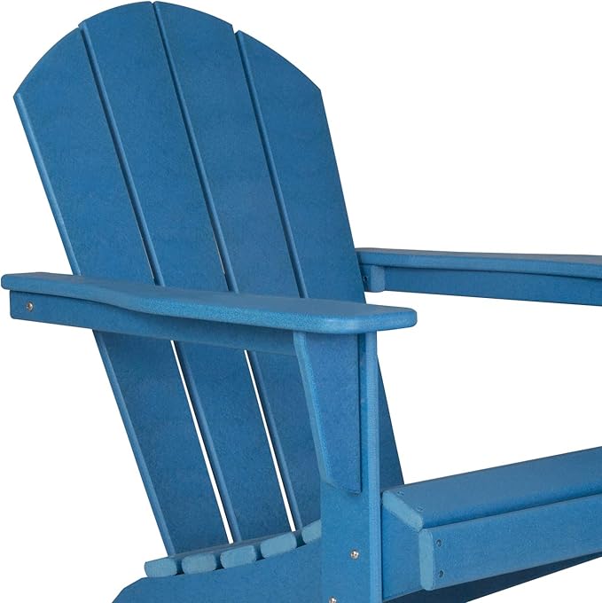 WO WESTIN OUTDOOR HDPE Laguna Outdoor Rocking Poly Adirondack Chair, Pacific Blue