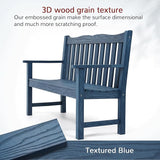 Stoog 4-Piece Patio Furniture Set, All-Weather HIPS Outdoor Dining Set, Includes 1 Bench, 2 Chairs, 1 Coffee Table, Blue - Photo 4
