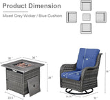 Belord Patio Furniture Set with Fire Pit Table, Outdoor Swivel Rocker Patio Chairs, Wicker Furniture Set Ideal for Porch - Photo 2