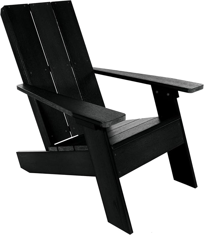 Highwood Italica Modern Adirondack Chairs 2-Piece Set, Black