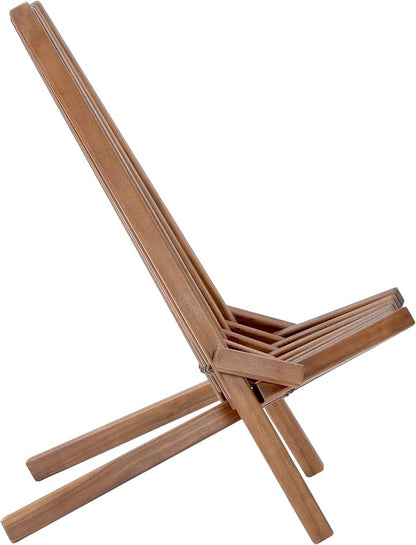 Knocbel Folding Chair, Wooden Low Profile Lounge Chair, Outdoor Patio for Solid Acacia Wood Porch Deck Lawn Garden Adirondark Chairs, Fully Assembled, 21.6" W x 30" D x 32.2" H