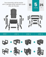 SERWALL Outdoor Glider Chair Set of 4 with Ottoman, HDPE Wood-Like Patio Glider Set All-Weather Porch Glider for Outside - Photo 9