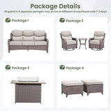 Luxury Patio Furniture Set with 6-inch Thick Cushion, Outdoor Furniture with Fire Pit Table, Swivel Chairs, Sofa - Photo 2