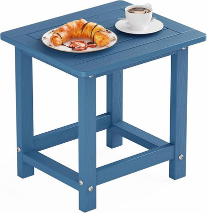 YEFU Outdoor Side Table for Patio: 16" HIPS Weather - Resistant Adirondack Tables - Waterproof Small Square End Tables for Backyard Pool Porch Balcony - Indoor Outdoor Durable Table Navy Blue