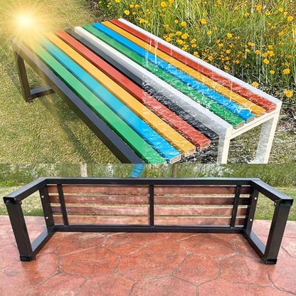 Metal Outdoor Bench Garden Plant Bench Patio Park Benches 31inch Slatted Seating Weatherproof for Park Front Porch Path Yard Lawn Decor Deck Furniture(39in/100cm)