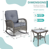 MEETWARM 3 Pieces Outdoor Wicker Rocking Chair Set - Photo 5