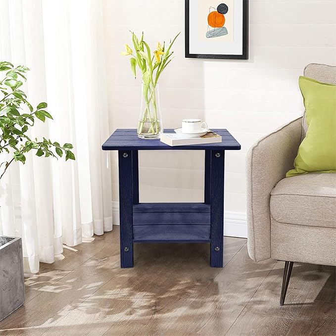 Outdoor Side Table, Weather Resistant Double Small Adirondack Side Table, Outdoor Indoor End Table for Adirondack Chair - Photo 6