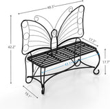 Small Metal Butterfly Garden Bench, Outdoor Benches Weatherproof, Patio Porch Bench for Outdoors - Photo 2