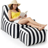 Outdoor Bean Bag Chair with Ottoman, Large Patio Lounge Chair for Adults, Thick Filled Lounger for Pool, Deck - Photo 1