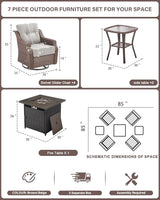 Belord Luxury Patio Furniture Set with Fire Pit Table - Outdoor Swivel Rocker Chairs Set of 4 with 30 inch Propane Fire - Photo 2