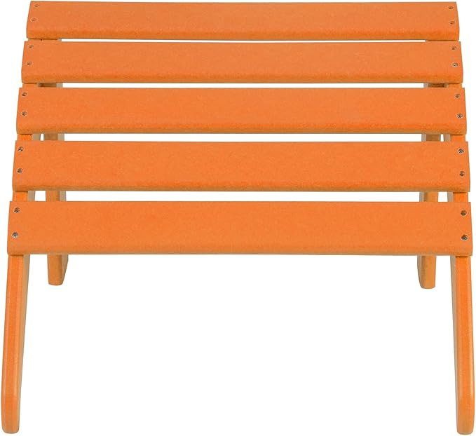 WO Home Furniture Adirondack Chair Outdoor Ottoman Set of 2 PCS Classic Patio Furniture (Orange)