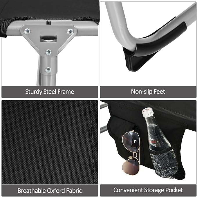 Tangkula Tanning Chair with Face Hole, Patio Folding Adjustable Reclining Beach Sunbathing Lounge Chair with Side Pocket, Portable Face Down Chaise Lounge for Outdoor Backyard Poolside (2)