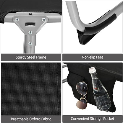 Tangkula Tanning Chair with Face Hole, Patio Folding Adjustable Reclining Beach Sunbathing Lounge Chair with Side Pocket, Portable Face Down Chaise Lounge for Outdoor Backyard Poolside (2)