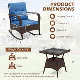 ORALNER 3 Pieces Patio Furniture Set, Outdoor Wicker Rocking Chairs with Cushions, Pillows, Glass Coffee Table - Photo 6