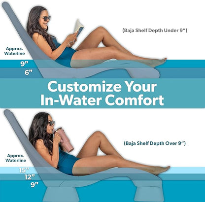 GoSports Coast Modern in Pool Lounge Chair - Waterproof & Weighted Chaise Lounger - Outdoor Pool Furniture for Patio or in Baja Shelf - Stone Blue