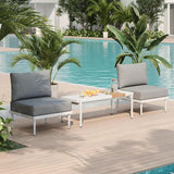 Sundale Outdoor 3 Pieces Patio Furniture Set, Metal Outdoor Sectional Sofa with Coffee Table - Photo 3