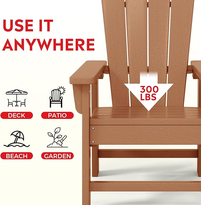 Costaelm Kids Adirondack Chair Set of 4, Plastic Outdoor Kids Chair Toddler Patio Furniture and Outdoor Children Picnic Activity Lawn Chair for Garden, Patio, Backyard & Beach, Teak