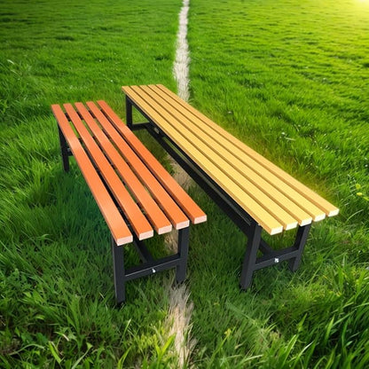 Generic Outdoor Metal Garden Bench with Backrest, Orange, for Patio, Deck, Yard, Lawn (yellow, L 120 x W 37 x H 45)