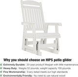 Poly Lumber Patio Glider for One Person, with Cup Holders, High Backrest and Deep Contoured Seat, HIPS Material - Photo 3