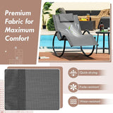 Tangkula Rocking Lounge Chair Outdoor, Zero Gravity Chaise Lounger with Removable Headrest, Fabric Backrest & Seat - Photo 7
