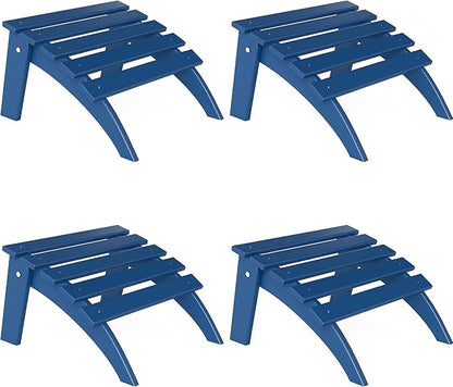 Adirondack Ottoman Set of 4, Folding Adirondack Ottoman for Adirondack Chair, HDPE All Weather Outdoor Footstool for Patio, Backyard, Porch, Garden, Navy Blue