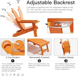 Ergonomic Adjustable Adirondack Chair with Ottoman Set of 2，Folding Adirondack Chair with 2 Cup Holder for - Photo 7