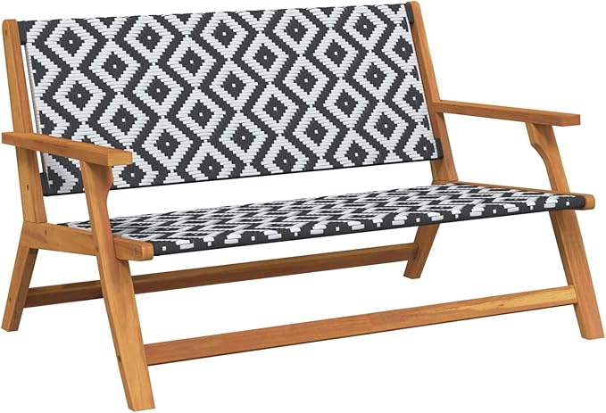 Outdoor Garden Bench 2-Seater Patio Loveseat, Solid Acacia Wood Modern Backyard Furniture, Weather-Resistant Seating for Porch, Deck, or Balcony, 48-Inch