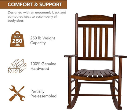 Shine Company Set of 2 Maine Wood Rocking Chairs, 2-Pack, Oak