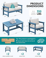 SERWALL 6 Pieces HDPE Outdoor Sofa Set with Cushions - Photo 2