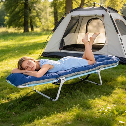 ABORON 2-in-1 Tanning Chair with Face Hole, Folding Camping Cot for Adults, 5-Position Adjustable Lounge Chair with Pillow, Heavy Duty 600D Oxford Portable Cot for Beach, Patio, Poolside