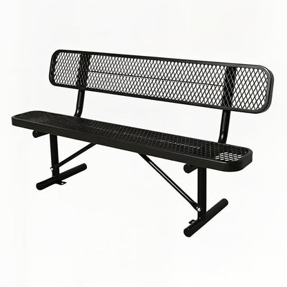 6 ft Outdoor Park Bench – Heavy-Duty Steel Frame & Rust-Resistant Thermoplastic Coating, Suitable for Gardens, Courtyards, Campuses, Commercial Spaces (Black, 6ft)