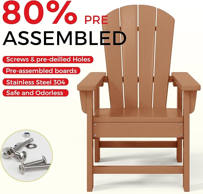 Costaelm Kids Lawn Chair, Toddler Outdoor Chair Kids Patio Furniture and Outdoor Children Picnic Activity Modern Adirondack Chairs for Garden, Patio, Backyard & Beach, Teak