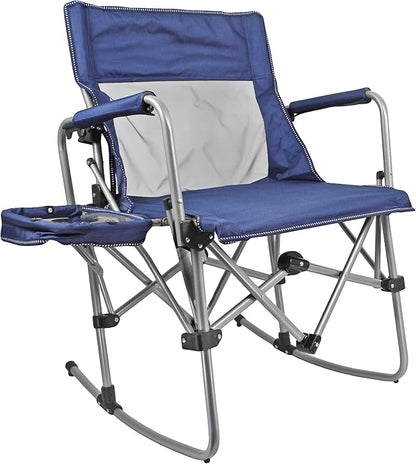Zenithen Portable Outdoor Rocking Director's Folding Chair with Side Table Perfect for Sporting Events, Outdoor Activities, Camping, Patio Furniture, and Relaxing, Navy