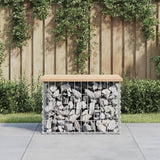 Garden Bench Natural Pine Wood Solid Pine Wood Compact Durable Rustic Design Outdoor Seating for Two with Gabion Feature - Photo 1