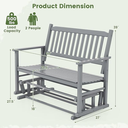 Giantex Outdoor Glider, Patio Glider Bench with Safe Gliding, Slatted Seat & Backrest, 2-Person Loveseat, Glider Rocking Chair, Outside Swing Chair for Garden Yard Lawn Porch Patio Rocker, Blue
