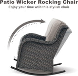 Rilyson Patio Chairs Outdoor Rocking Chair - 3 Piece Wicker Patio Bistro Set Rattan Patio Furniture Rocker Chairs and - Photo 4