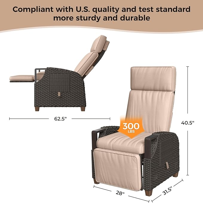 Grand patio Outdoor Recliner Air Pump 150° Lay Flat Reclining Chair with Independent Adjustable Back and Footrest - Photo 2