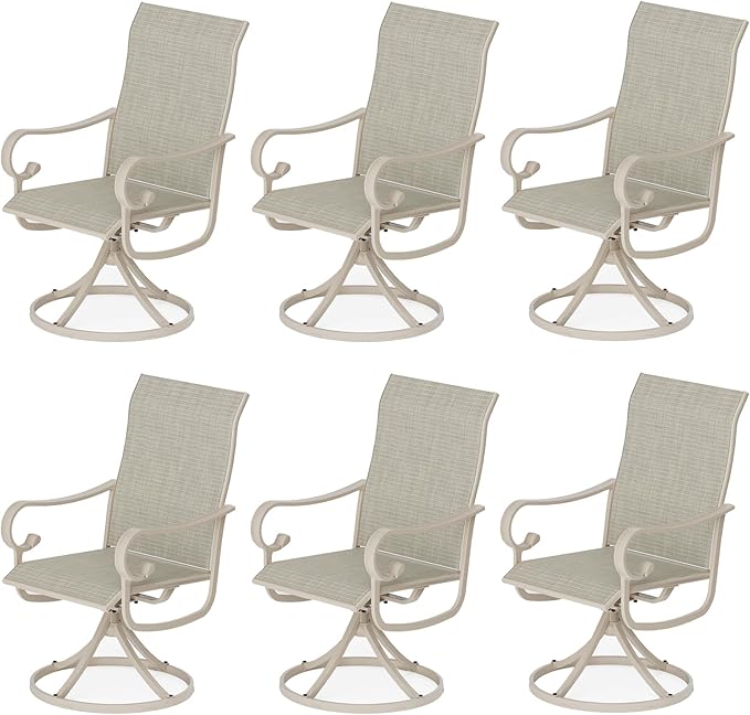 Patio Swivel Chairs Set of 6, Outdoor Dining Chairs with High Back - Photo 1