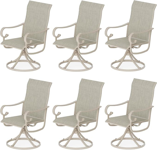 Patio Swivel Chairs Set of 6, Outdoor Dining Chairs with High Back - Photo 1