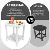 Adirondack Round Outdoor Side Table 2-Tier Storage Patio Side Table - Photo 5