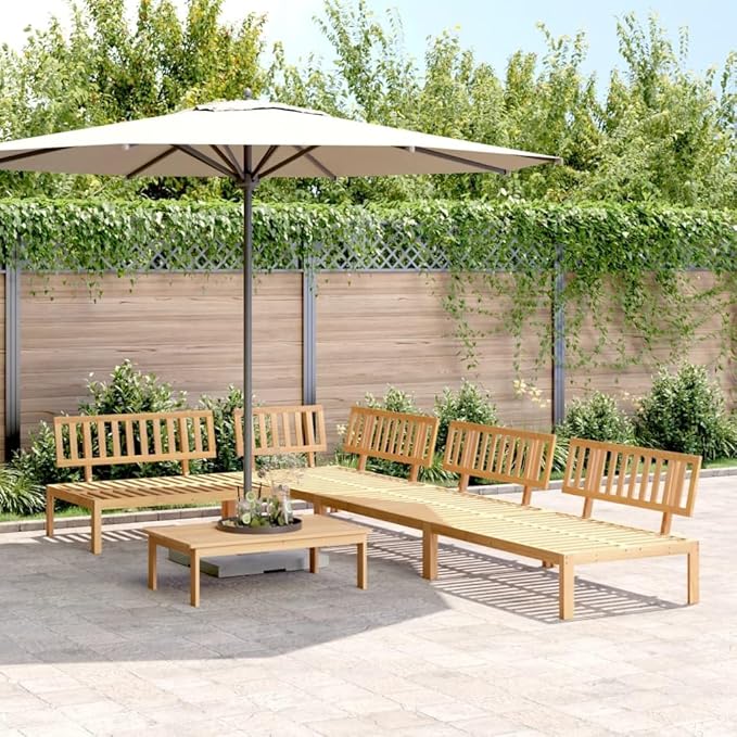 vidaXL 5-Piece Patio Pallet Sofa Set - Solid Acacia Wood - Modular Sectional Sofas with Table for Garden, Deck, Patio