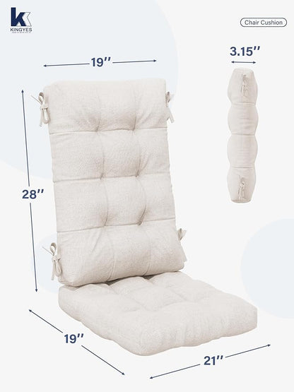 KINGYES Oversized Outdoor Rocking Chair with Cushion, All-Weather Patio Rocking Chairs, HDPE Porch Rocker for Adults, 350 lbs Capacity, Grey Chair with Beige Cushion