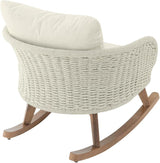 Outdoor Wooden Rocking Chair, Patio Rocking Chair with Soft Cushions & Wood Leg - Photo 7