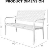 Grand patio 50" Garden Bench, Outdoor Benches with Anti-Rust Metal Powder Coated Frame - Photo 2