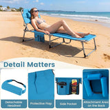 Giantex Face Down Tanning Chair, Folding Beach Lounge Chair w/ 4-Position Adjustable Backrest - Photo 7