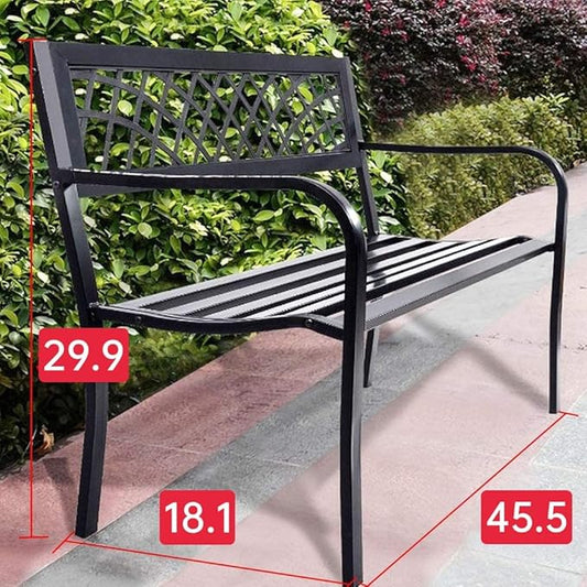 Garden Bench Outdoor Bench with Plastic Backrest for Patio Metal Bench Park Bench or Yard Porch Clearance Work Entryway