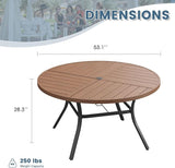 DIFY 53.1" Round Outdoor Patio Dining Table for 6-8 - Photo 3