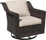 Outdoor Furniture Swivel Chair, Patio Glider Wicker Rocker Seating with Cushions for Porch Deck Balcony (Beige) - Photo 6