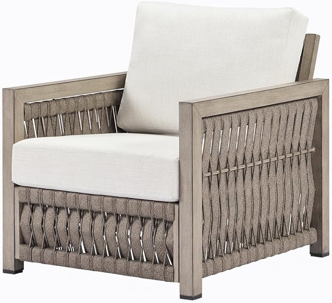 Patio Sofa Chair, Never Rusts Aluminum Outdoor Armchair with Washable Cushions - Photo 1